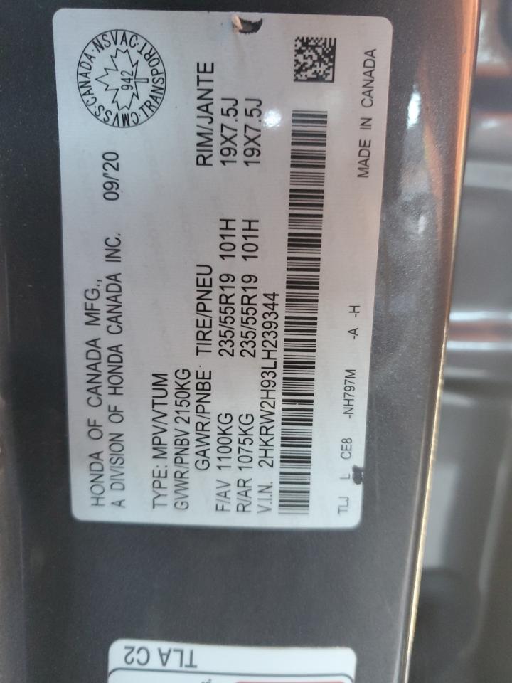 Lot #3311676223 2020 HONDA CR-V TOURI