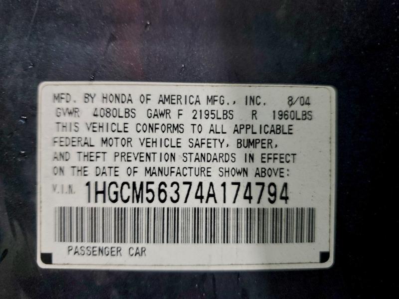 2004 HONDA ACCORD LX #3304515522