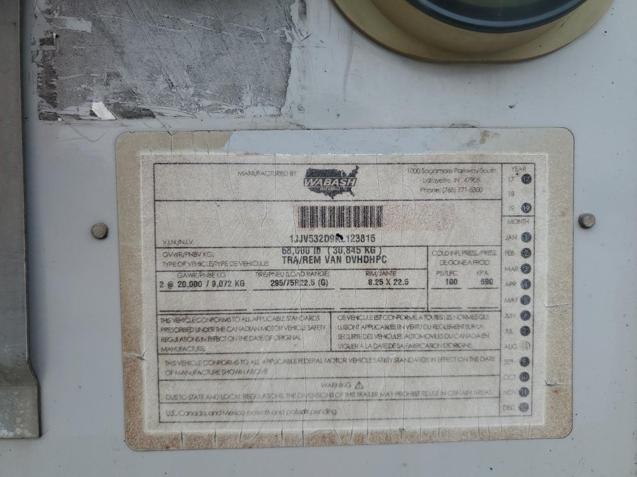 Lot #3285594308 2019 WABASH UNKNOWN