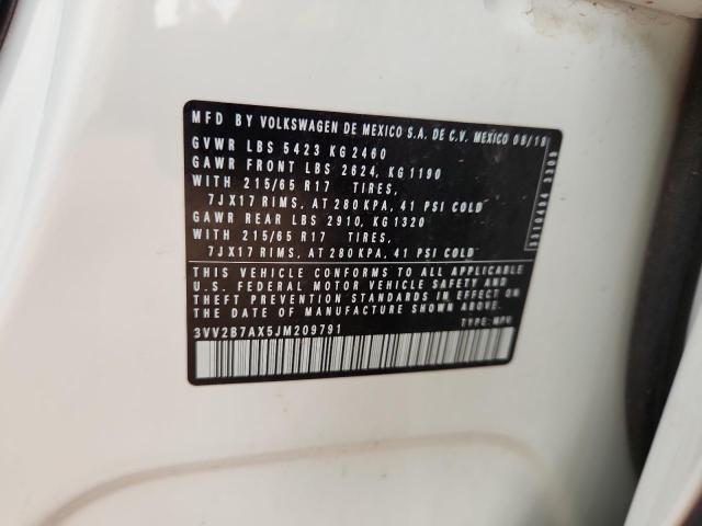 2018 VOLKSWAGEN TIGUAN SE - 3VV2B7AX5JM209791