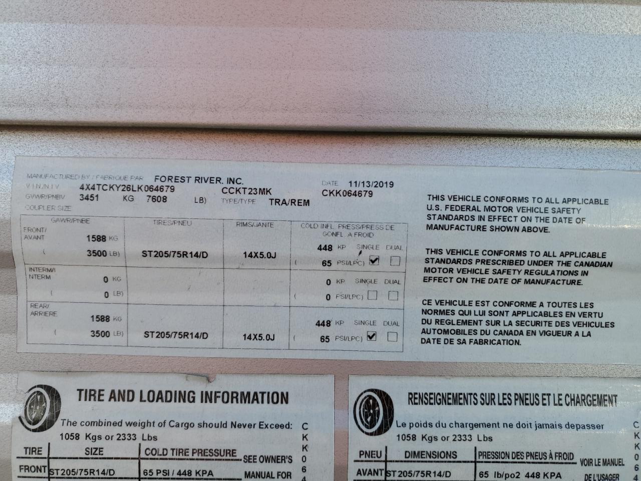 Lot #3282350261 2020 WILDWOOD GREY WOLF