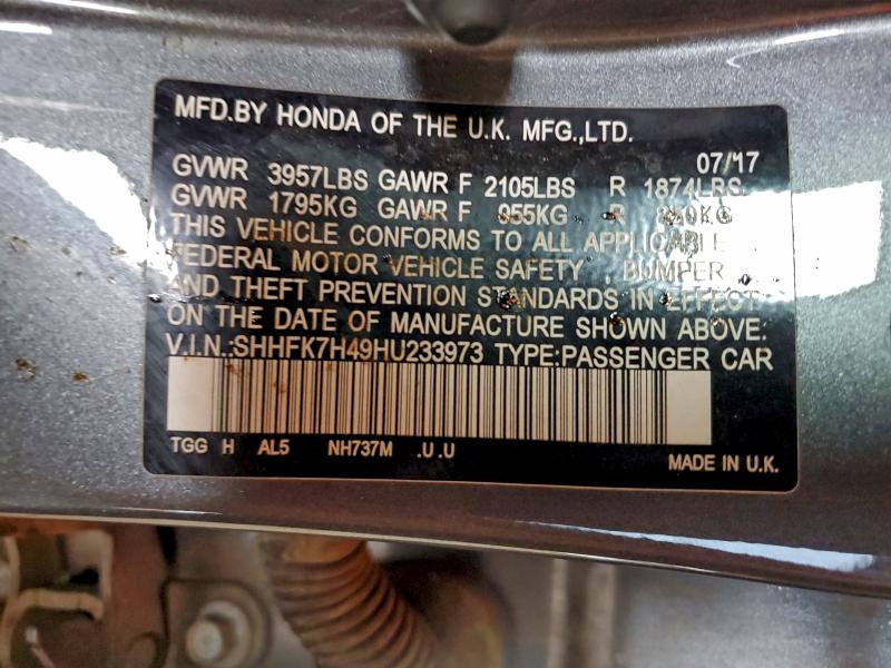 2017 HONDA CIVIC SPOR #3297888805