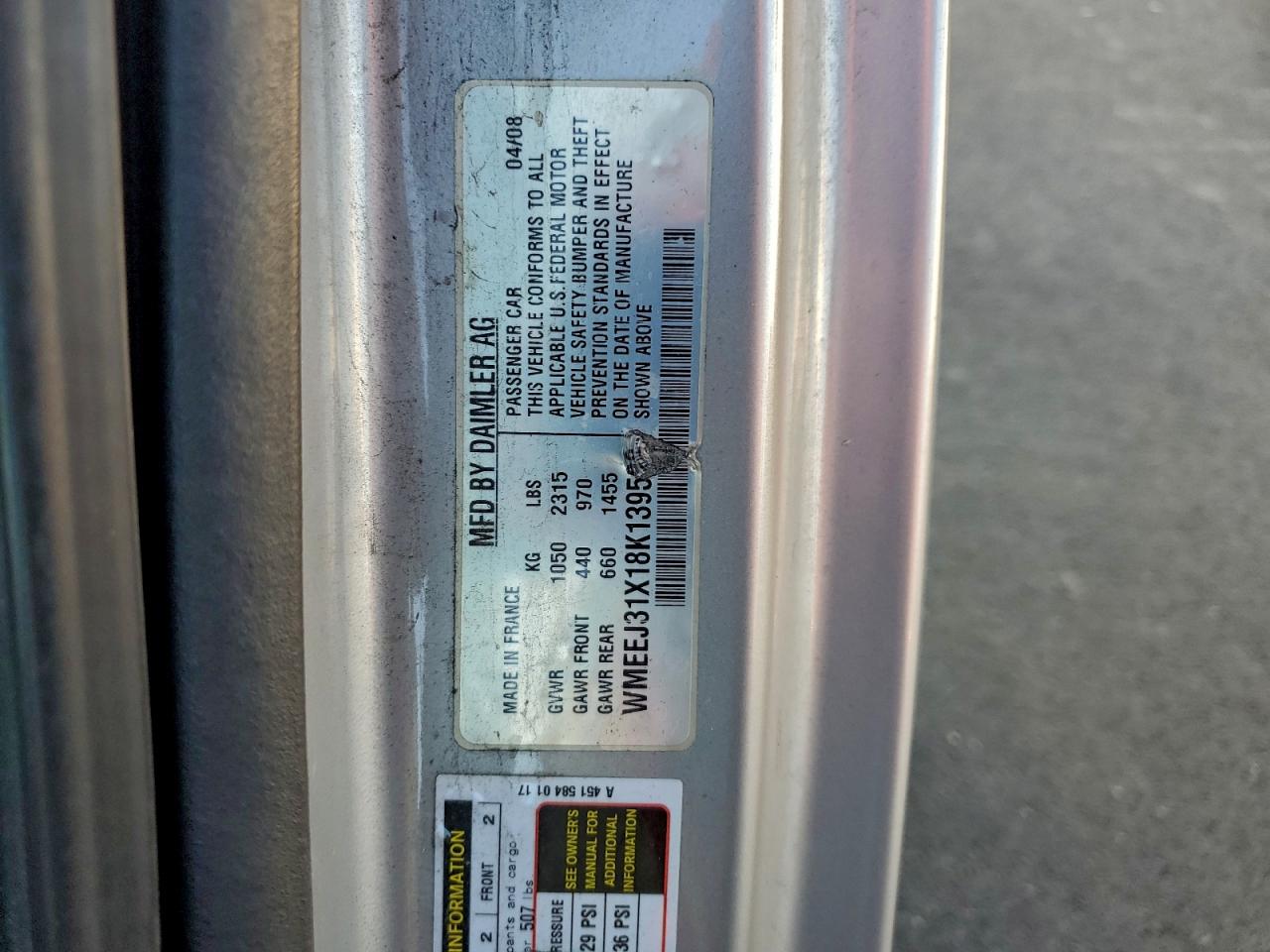 Lot #3301933517 2008 SMART FORTWO PUR