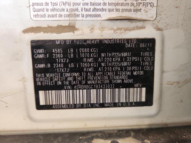 2011 SUBARU OUTBACK 2. - 4S4BRBGC7B3433032