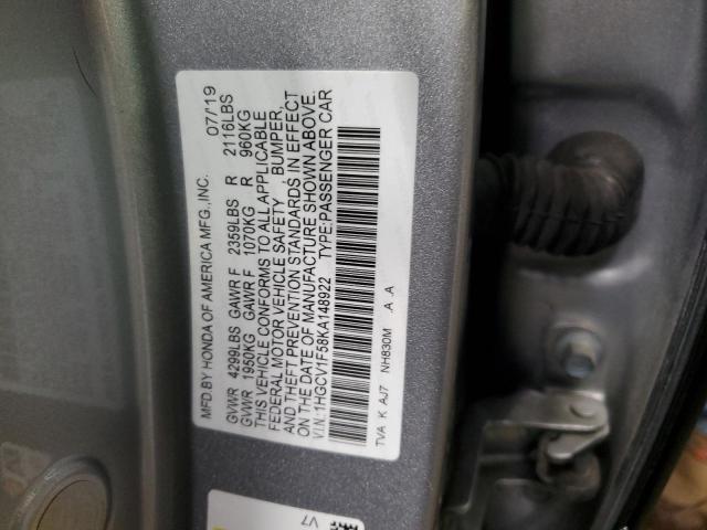 2019 HONDA ACCORD EXL #3291339226