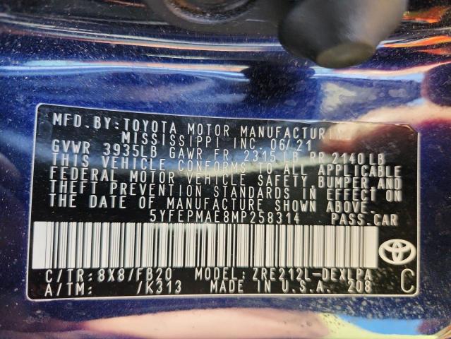 2021 TOYOTA COROLLA LE #3293882641