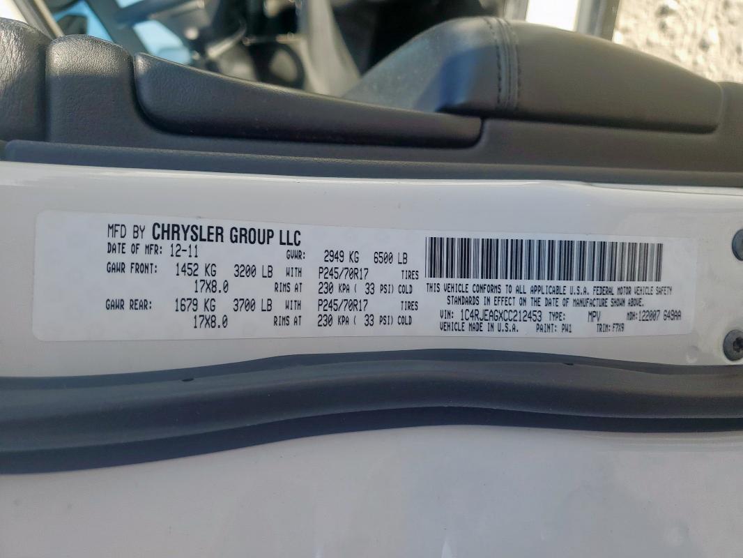 2012 JEEP GRAND CHER - 1C4RJEAGXCC212453