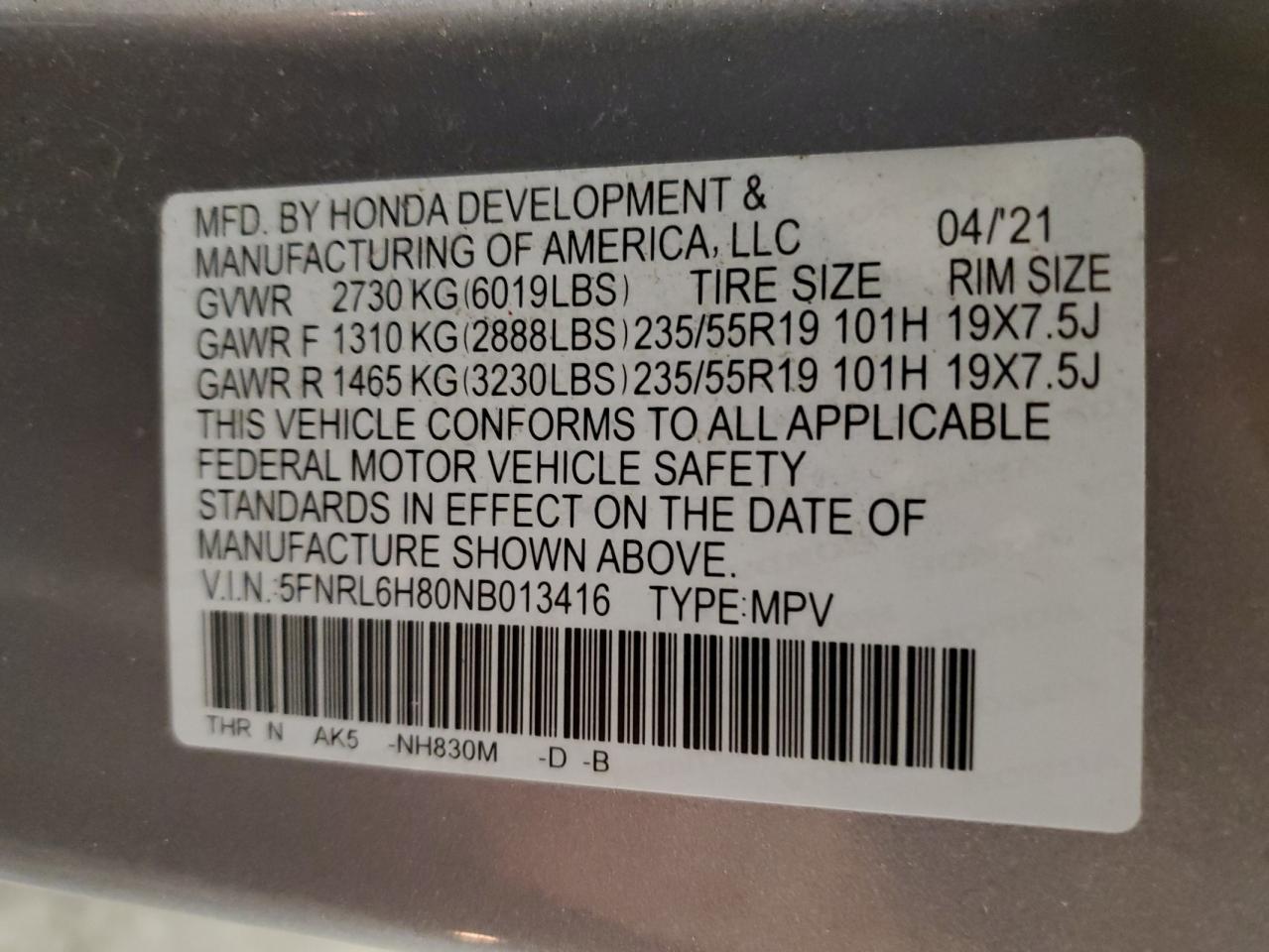 HONDA ODYSSEY TOURING