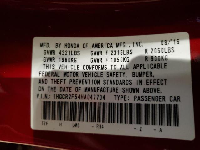 2017 HONDA ACCORD SPO #3296280404