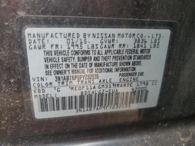 2015 NISSAN SENTRA S #3287300982