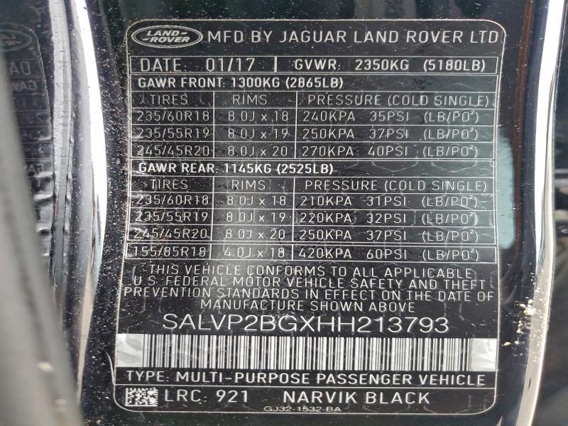 2017 LAND ROVER RANGE ROVER EVOQUE SE #3303882686