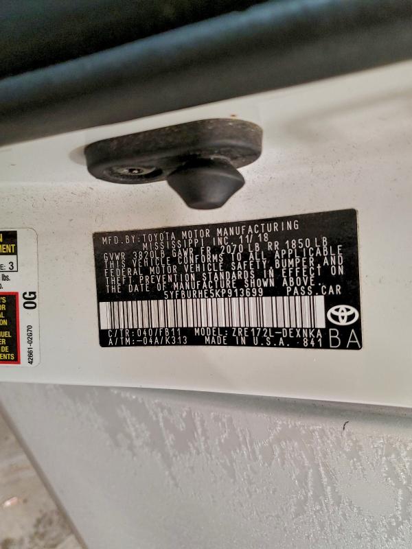 2019 TOYOTA COROLLA L #3301851995