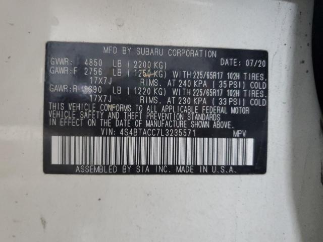 2020 SUBARU OUTBACK PR #3301986493