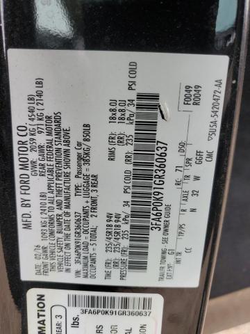 2016 FORD FUSION TIT 3FA6P0K91GR360637