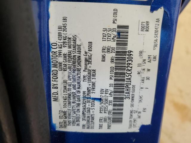 2012 FORD FUSION SEL - 3FAHP0JA5CR293099