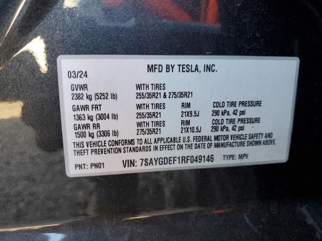 2024 TESLA MODEL Y 7SAYGDEF1RF049146