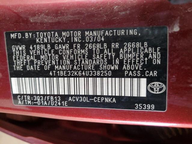 2004 TOYOTA CAMRY LE #3291508948