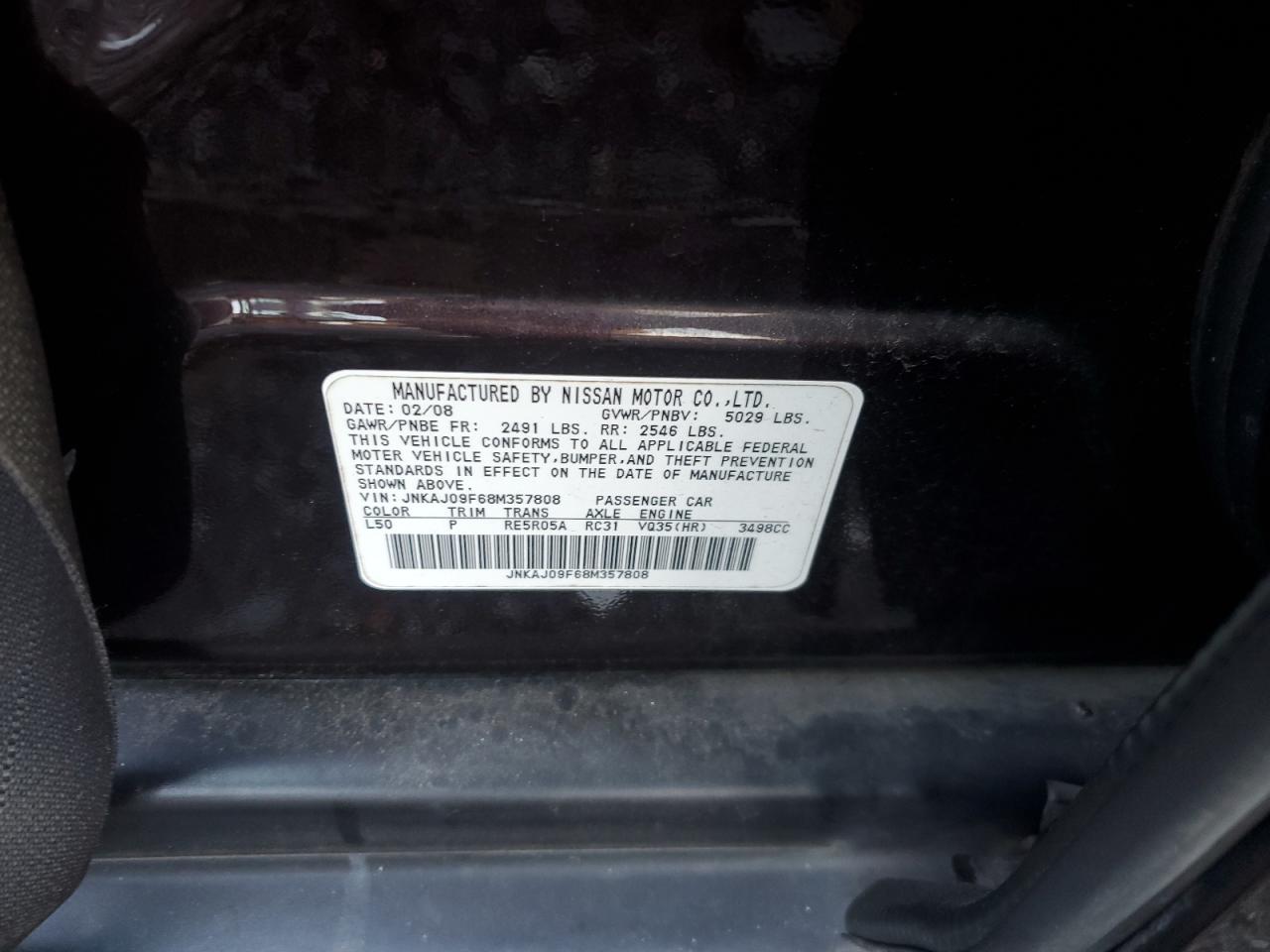 Lot #3293284457 2008 INFINITI EX35 BASE