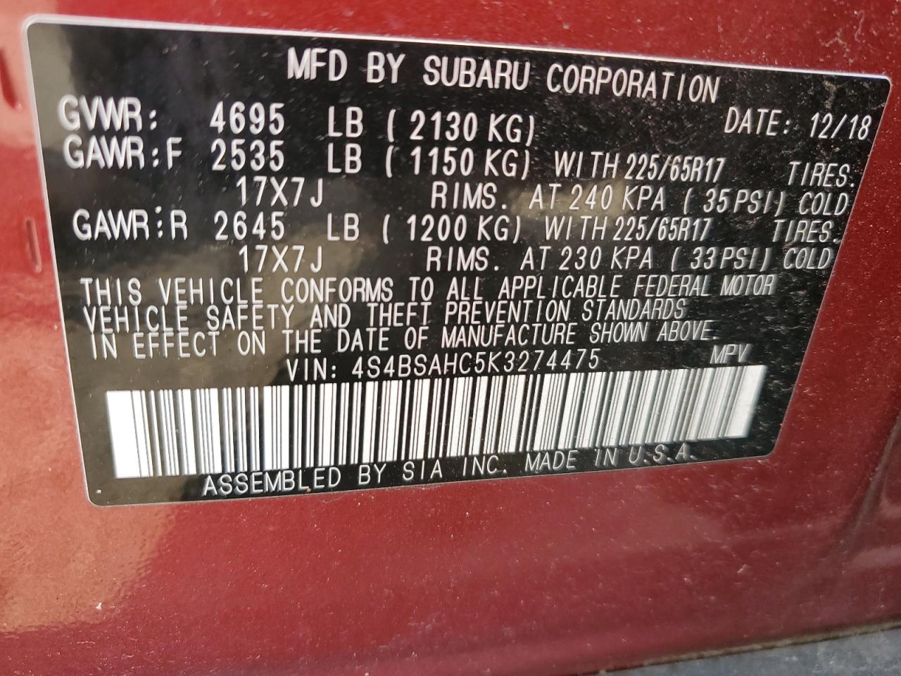 SUBARU OUTBACK 2.5I PREMIUM