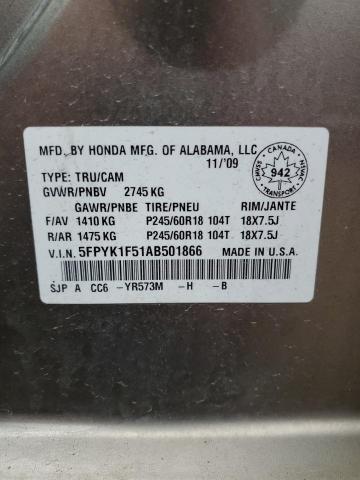 2010 HONDA RIDGELINE - 5FPYK1F51AB501866