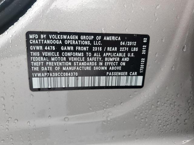 2012 VOLKSWAGEN PASSAT S #3302929676