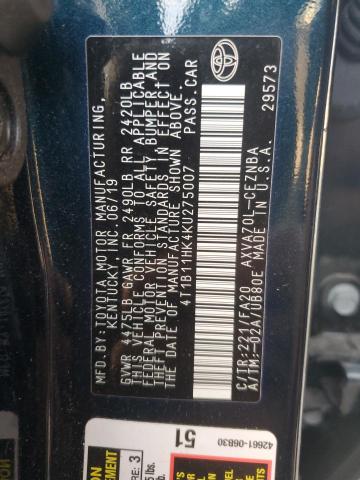 2019 TOYOTA CAMRY L #3298133127