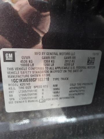 2016 CHEVROLET SILVERADO 1GC1KWE88GF103710