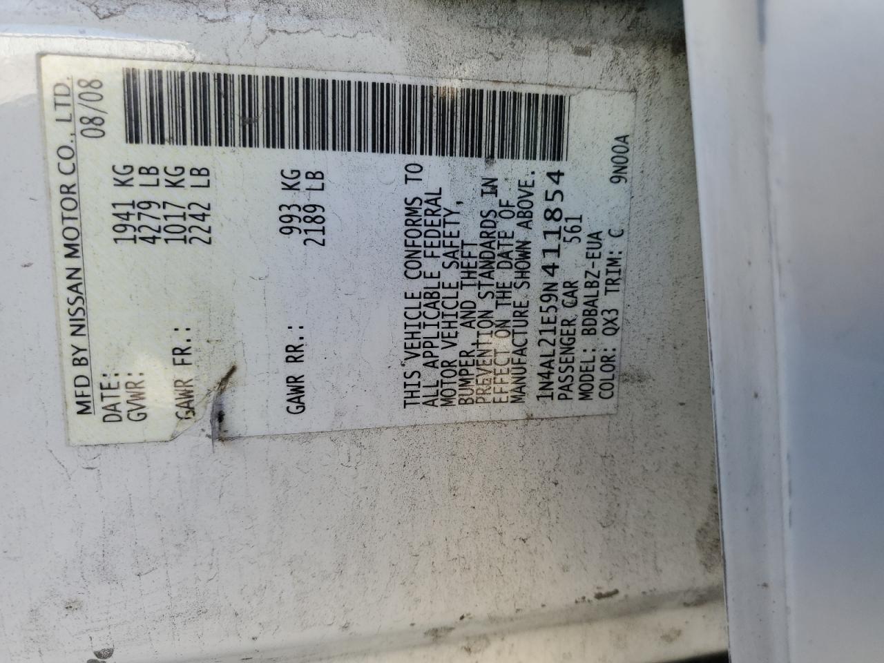 Lot #3291324163 2009 NISSAN ALTIMA 2.5