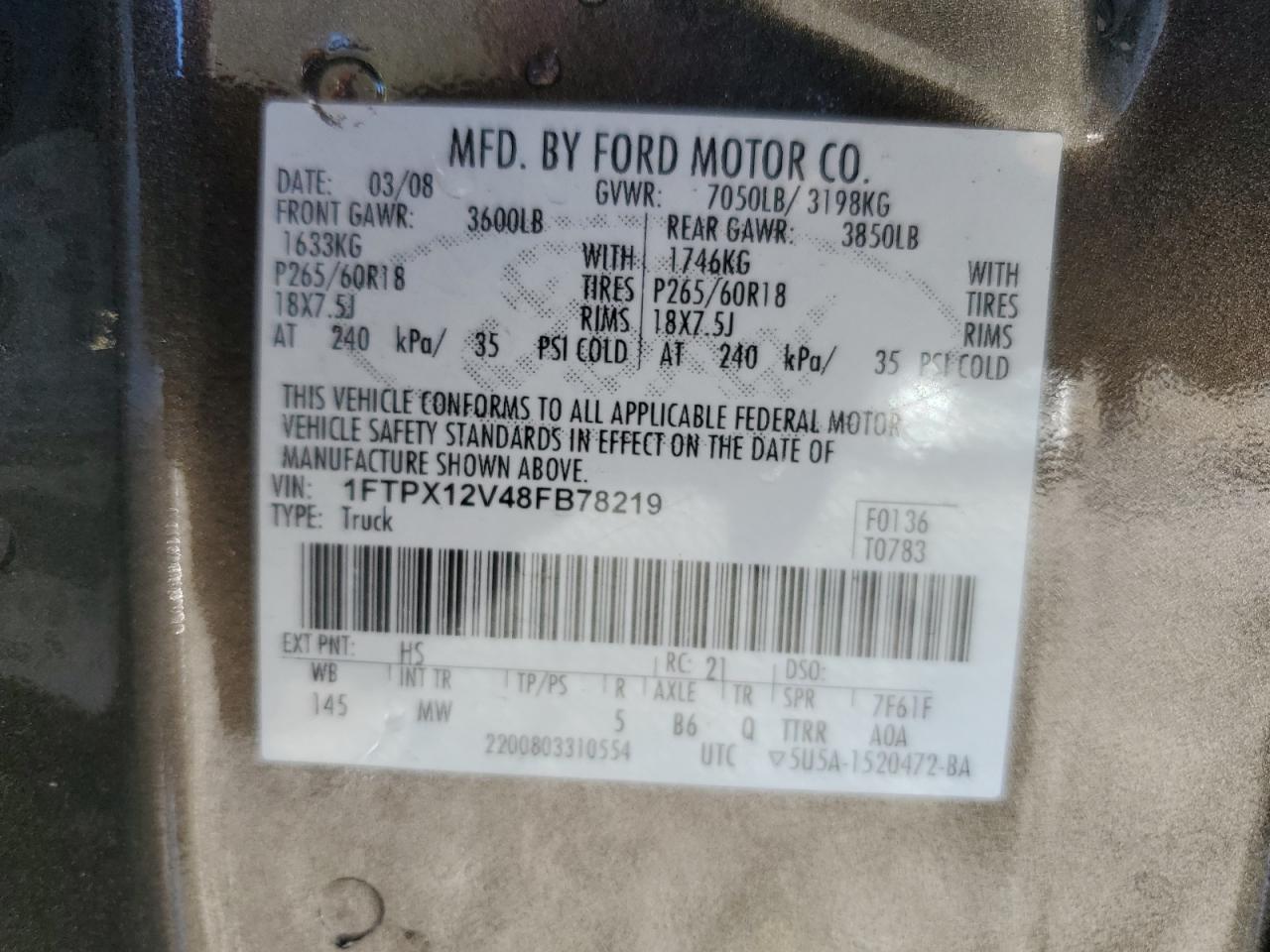 Lot #3279735935 2008 FORD F150