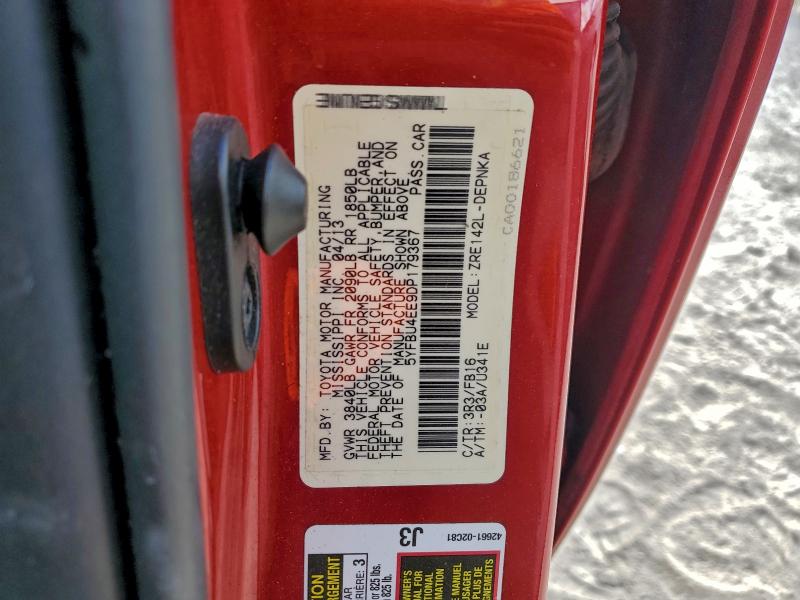 2013 TOYOTA COROLLA BA #3297909839