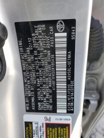 2012 TOYOTA CAMRY BASE - 4T4BF1FK5CR195436