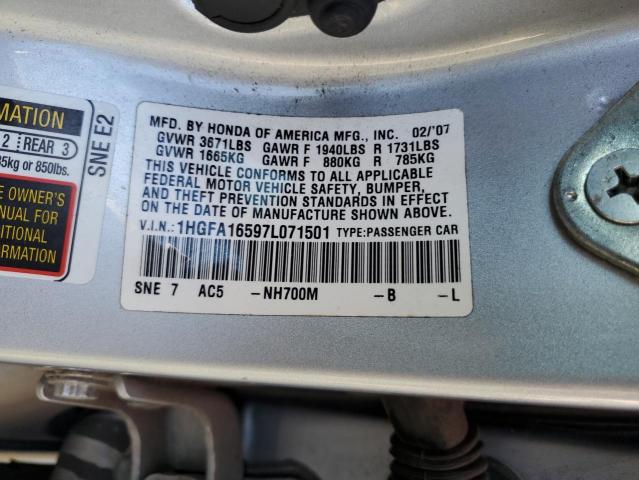 2007 HONDA CIVIC LX #3296972851