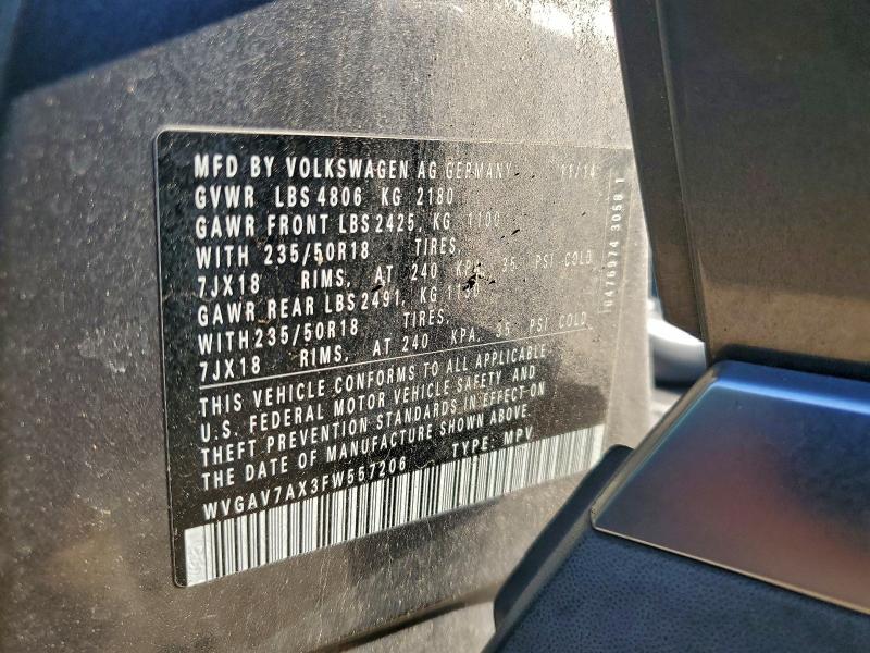 2015 VOLKSWAGEN TIGUAN S #3296340519