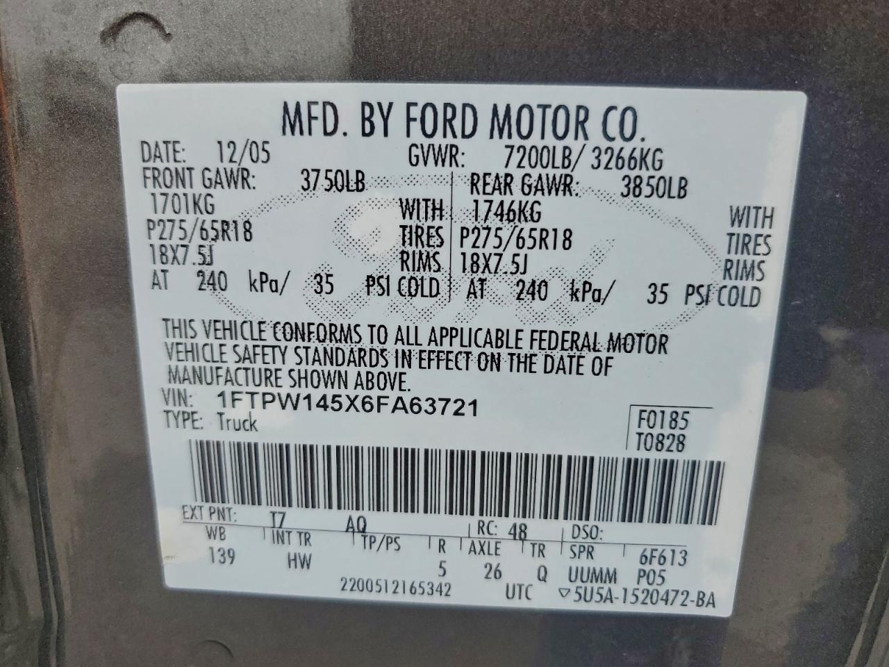 Lot #3302847910 2006 FORD F150 SUPER