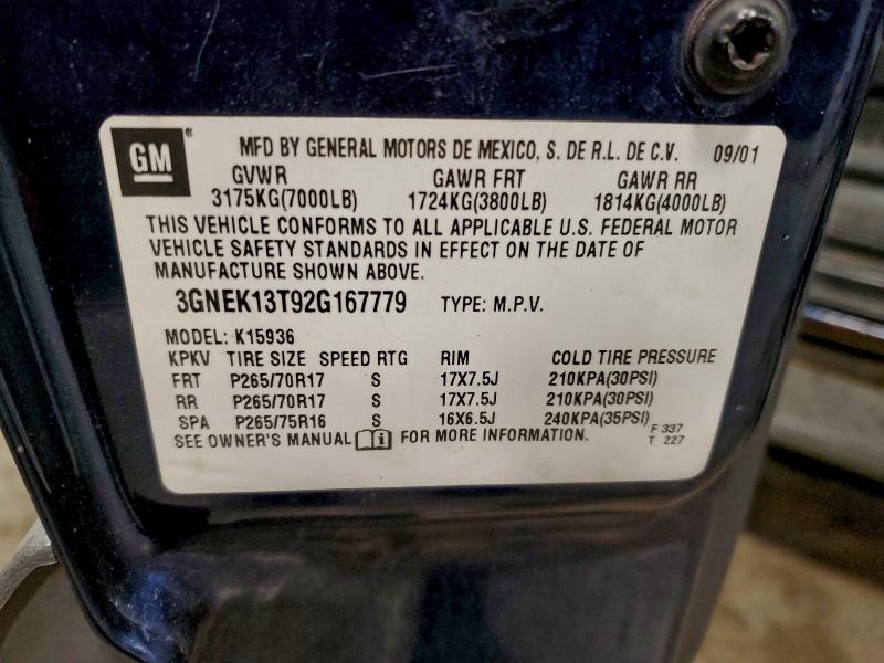 2002 CHEVROLET AVALANCHE #3298140176