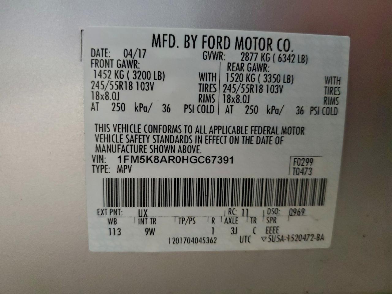 Lot #3297013380 2017 FORD EXPLORER P