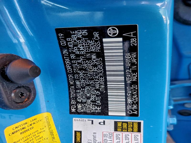 2019 TOYOTA COROLLA SE #3301835368