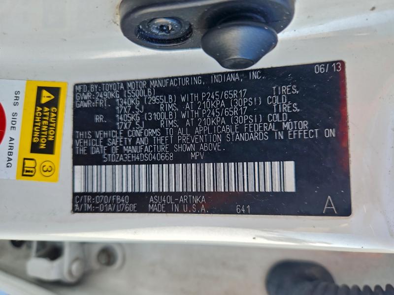 2013 TOYOTA HIGHLANDER #3296353201