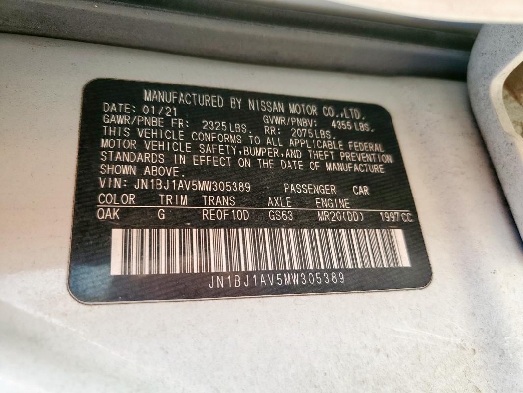 2021 NISSAN ROGUE SPOR - JN1BJ1AV5MW305389