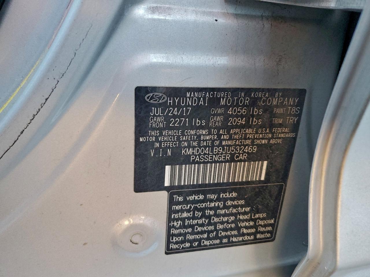 Lot #3312734199 2018 HYUNDAI ELANTRA SP