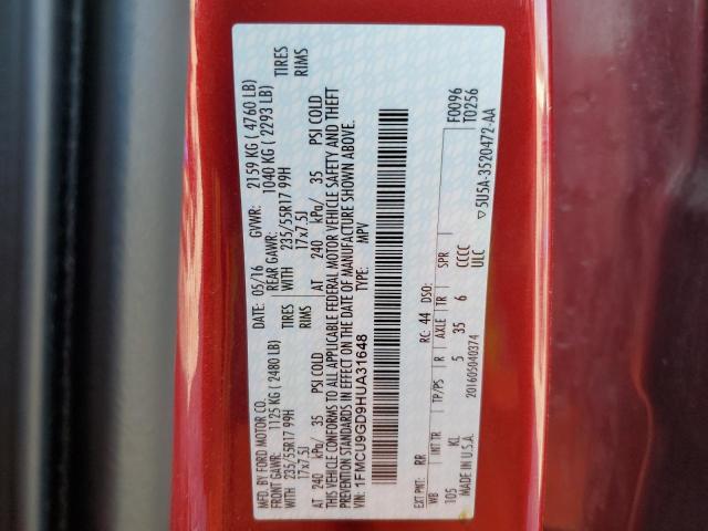 2017 FORD ESCAPE SE - 1FMCU9GD9HUA31648