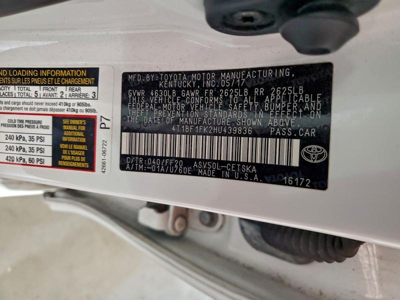 2017 TOYOTA CAMRY LE #3301820423