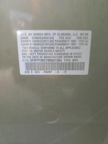 2009 HONDA PILOT EXL #3297020342