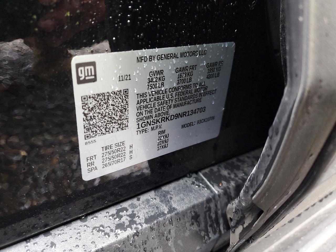 Lot #3302677029 2022 CHEVROLET TAHOE K150