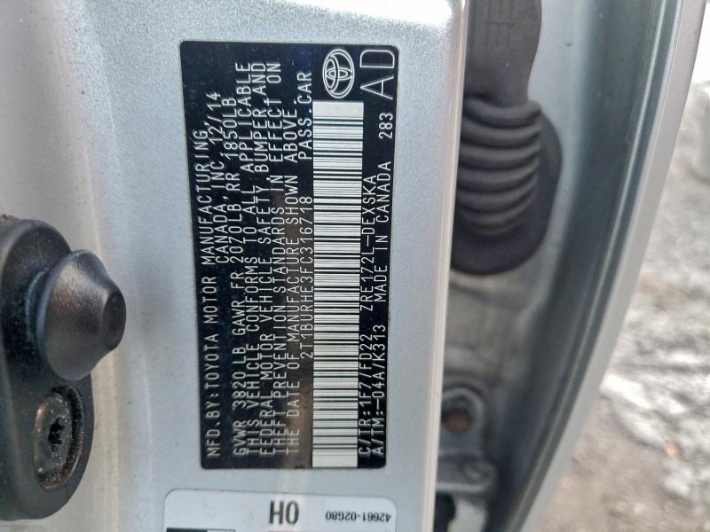 2015 TOYOTA COROLLA L #3302497758