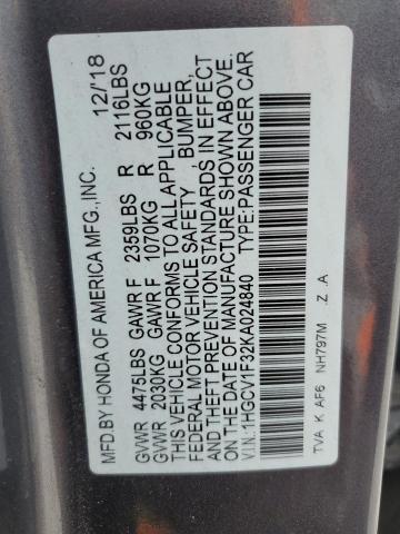 2019 HONDA ACCORD SPO #3305465083