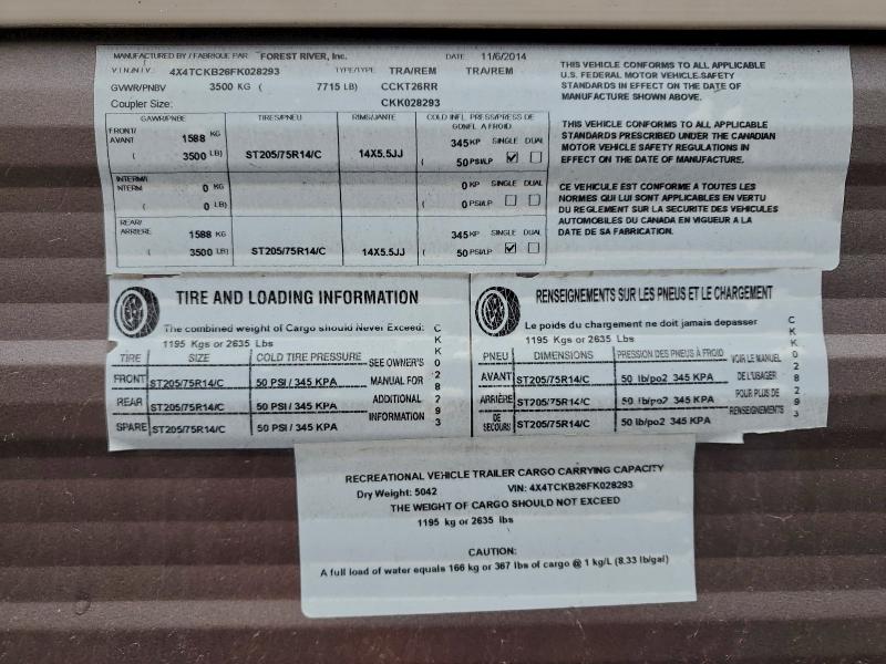 2015 WILDWOOD GREY WOLF #3298121150