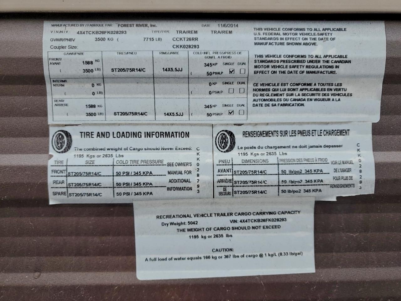 Lot #3298121150 2015 WILDWOOD GREY WOLF