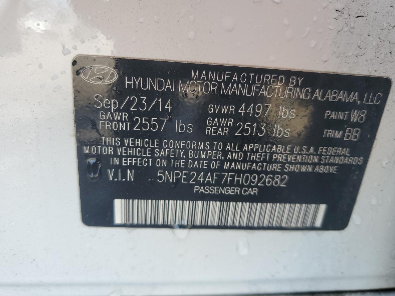 Lot #3302799934 2015 HYUNDAI SONATA SE