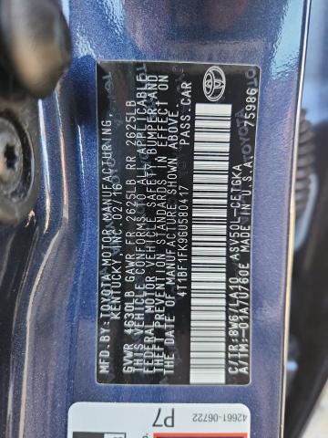 2016 TOYOTA CAMRY LE #3294487522